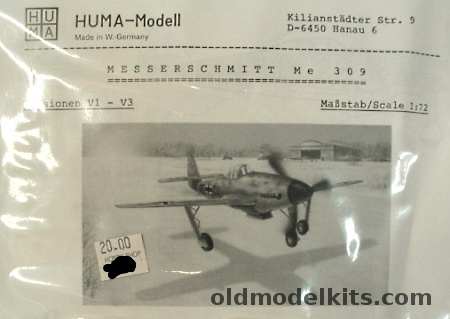 Huma Model 1/72 Messerschmitt Me-309 V1/V2/V3 - Bagged plastic model kit
